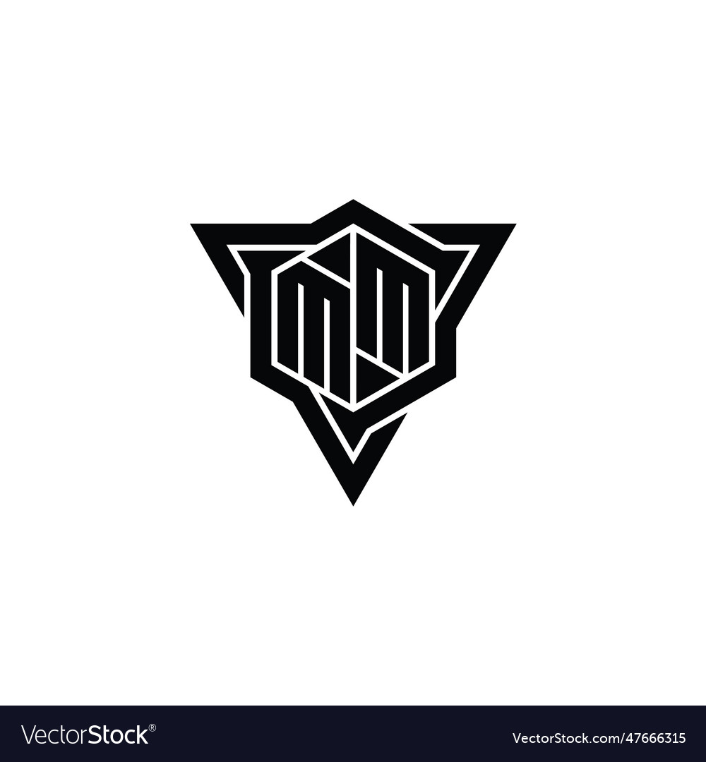 Mm logo monogram hexagon shape with triangle