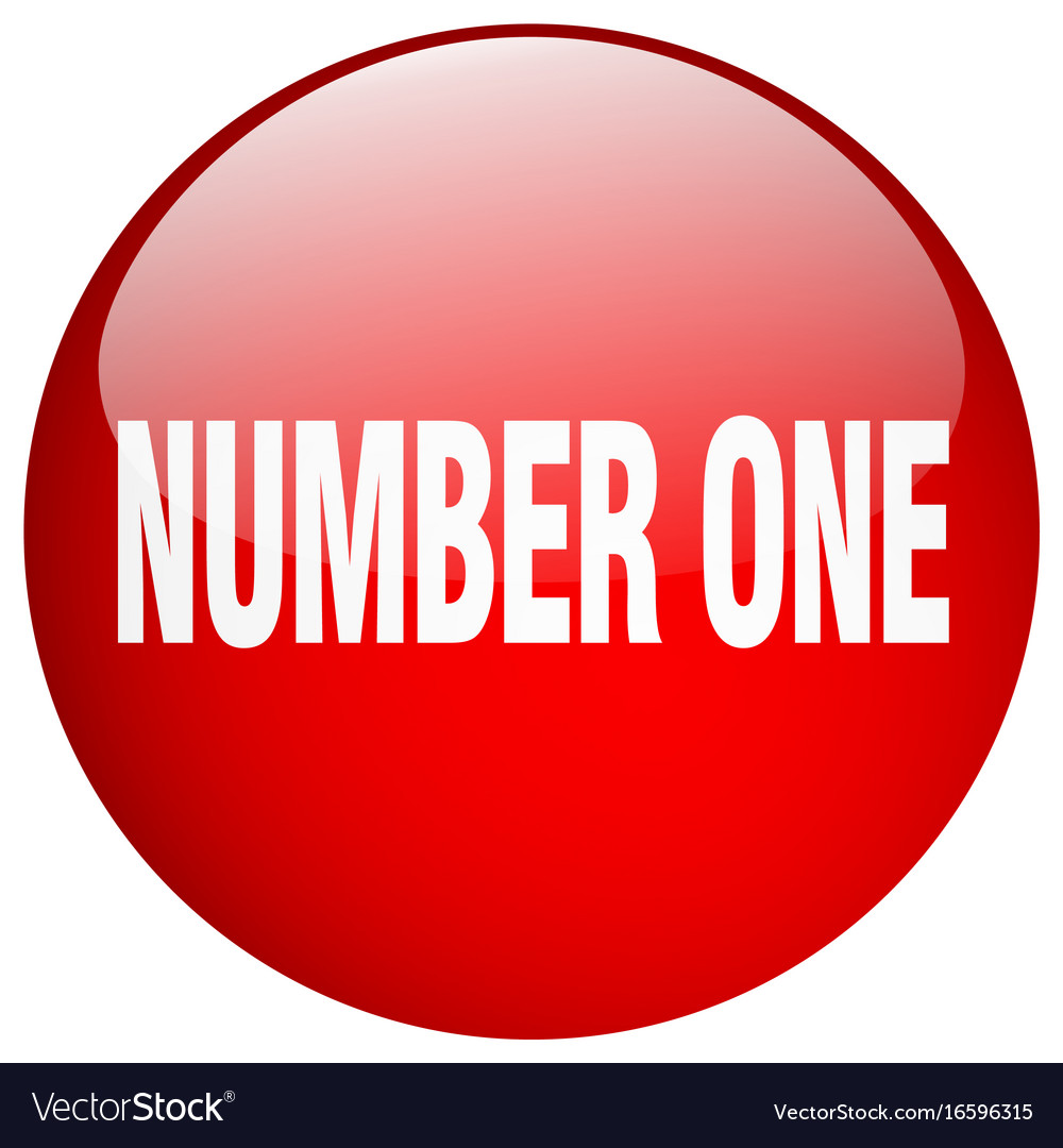 Number one red round gel isolated push button