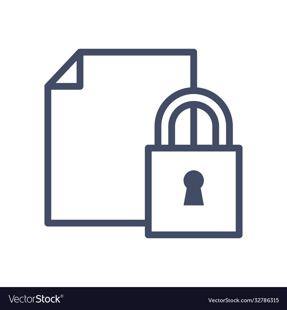 Padlock and document paper line style icon