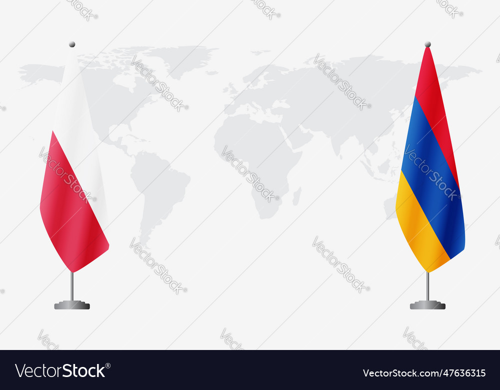 Poland and armenia flags for official meeting