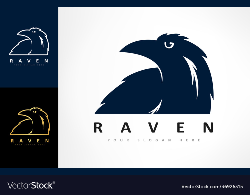 Raven logo crow bird animal design