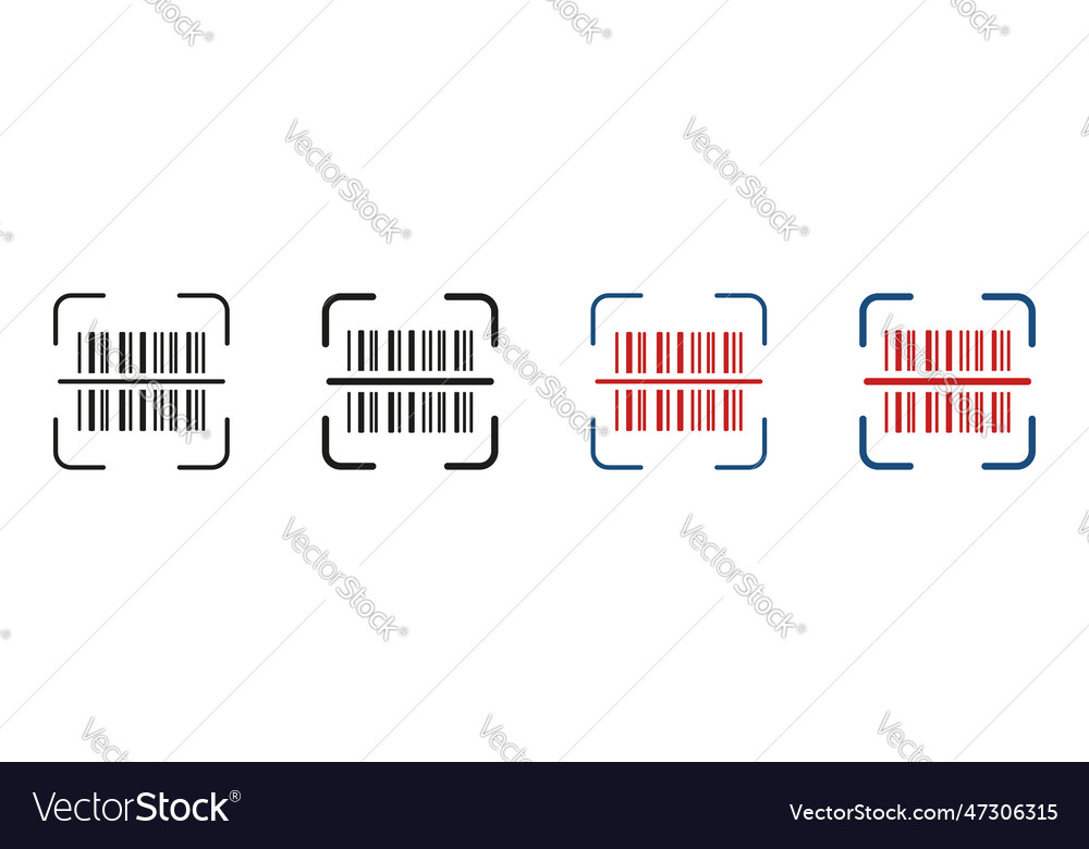 Scan bar code line and silhouette icon set Vector Image Scan bar code line and silhouette icon set