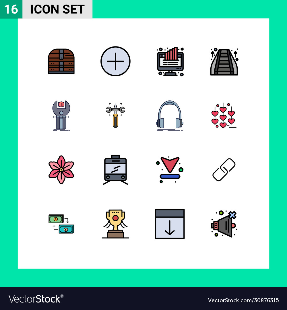 Set 16 flat color filled lines on grid for app