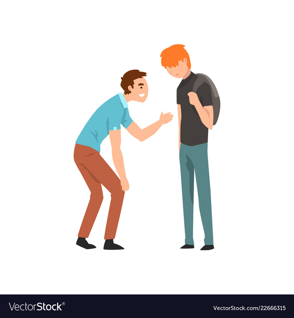 Teen Junge verspottet seinen Klassenkameraden Konflikt zwischen vector image Teen Junge verspottet seinen Klassenkameraden Konflikt zwischen