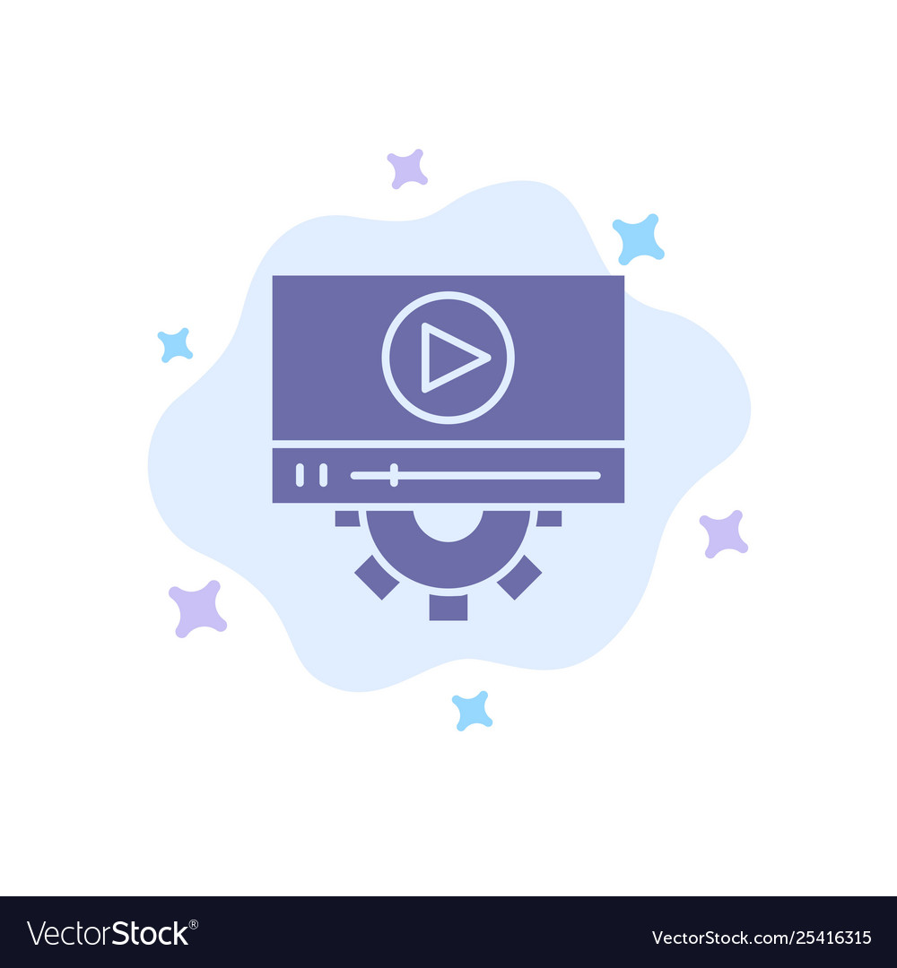 Video play setting design blue icon on abstract