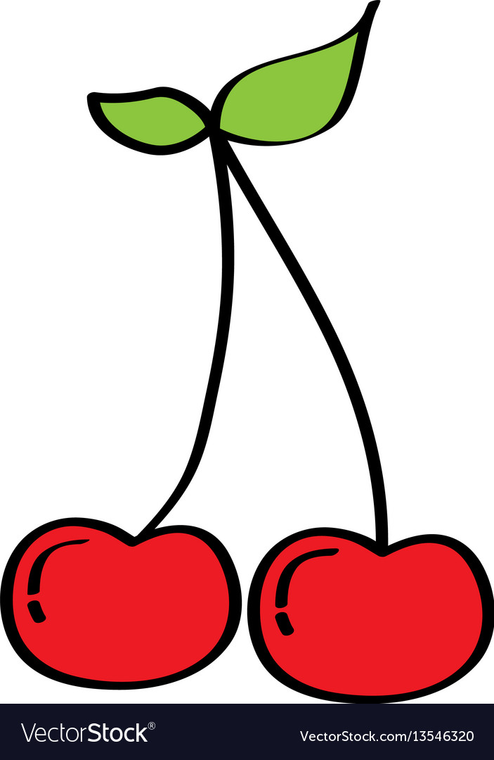 Kirschen frische Obst Zeichnung Ikone vector image Kirschen frische Obst Zeichnung Ikone