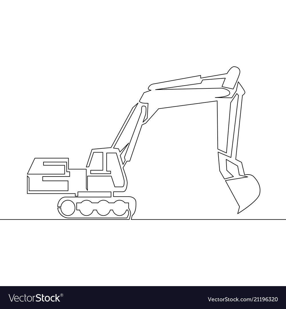 Continuous line drawing excavator concept Vector Image