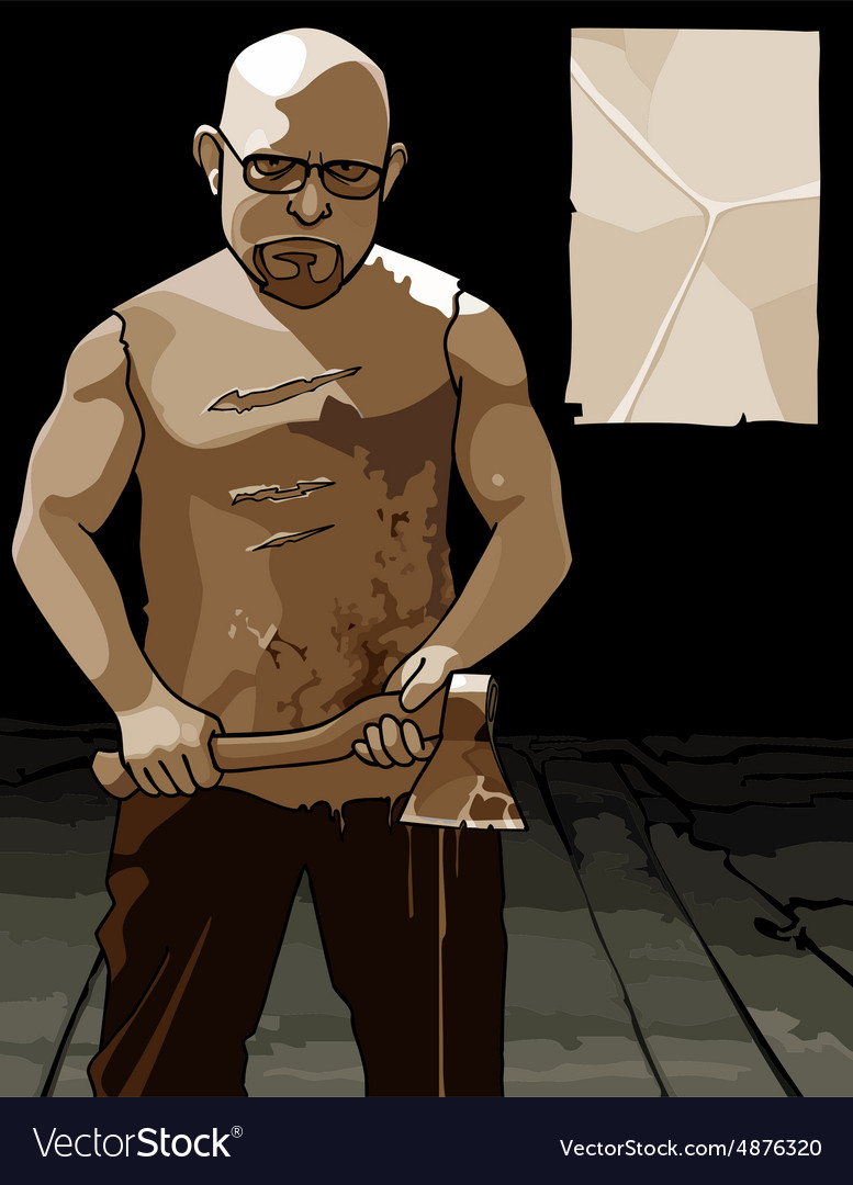 Formidable man with glasses and an ax