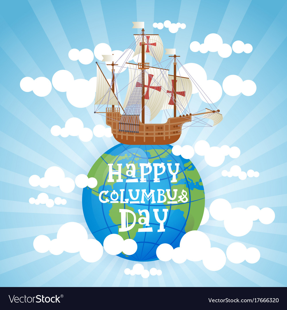 Happy columbus day national usa holiday greeting