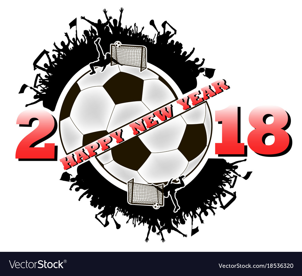 Happy new year and soccer ball Royalty Free Vector Image