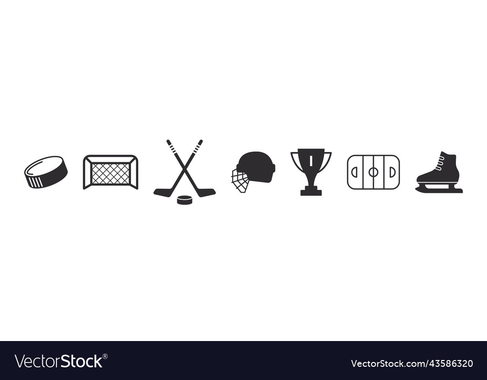 Hockey icons set signs elements