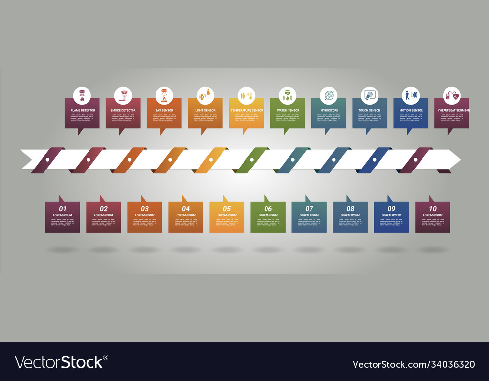 Infographic sensor template icons in different vector image Infographic sensor template icons in different