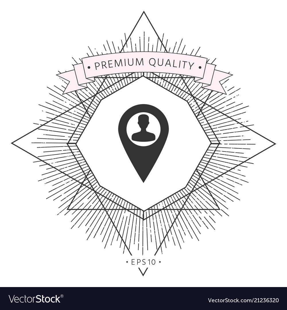 Map pointer with man silhouette vector image Map pointer with man silhouette