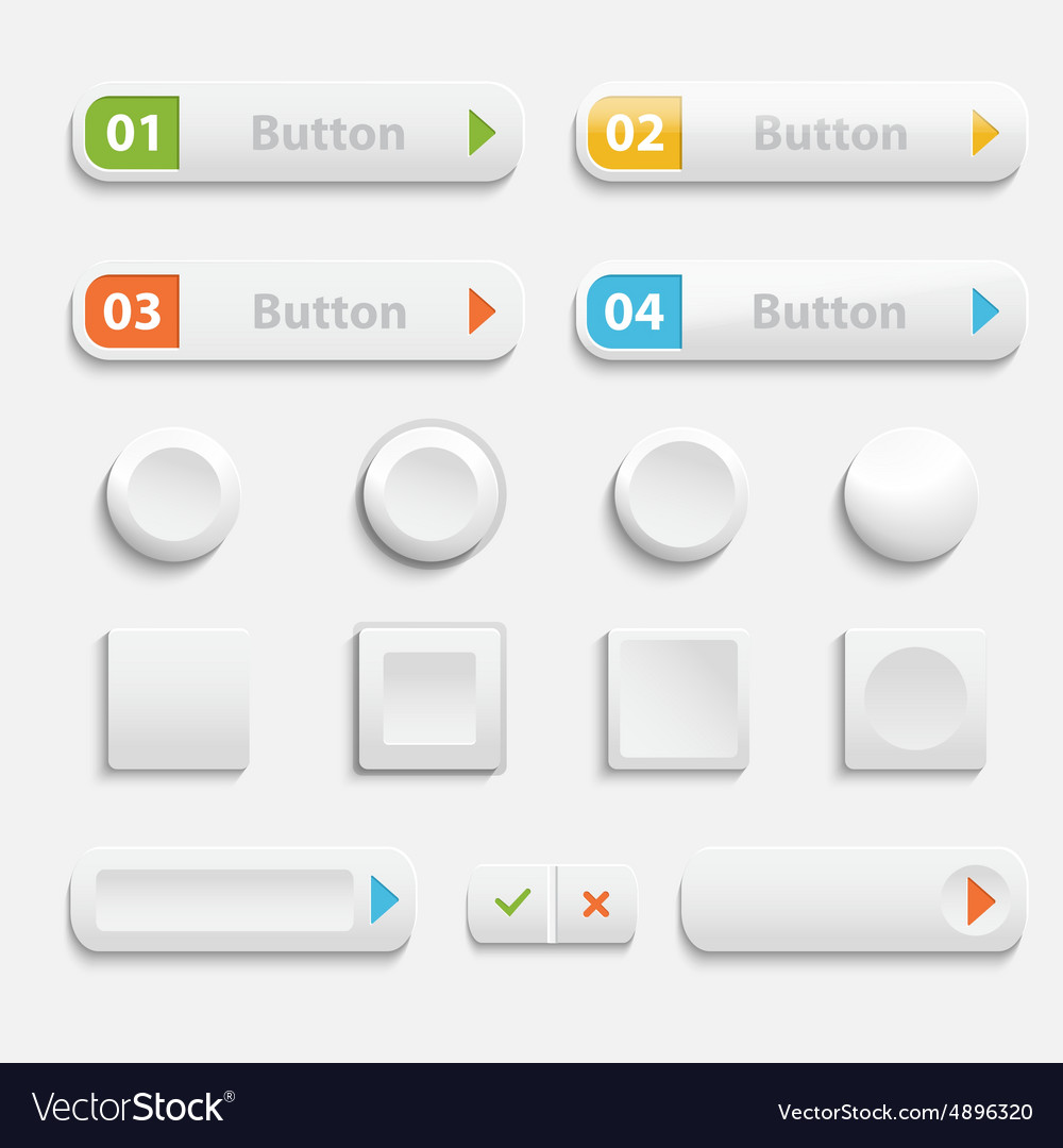 Modern White Web Button Collection