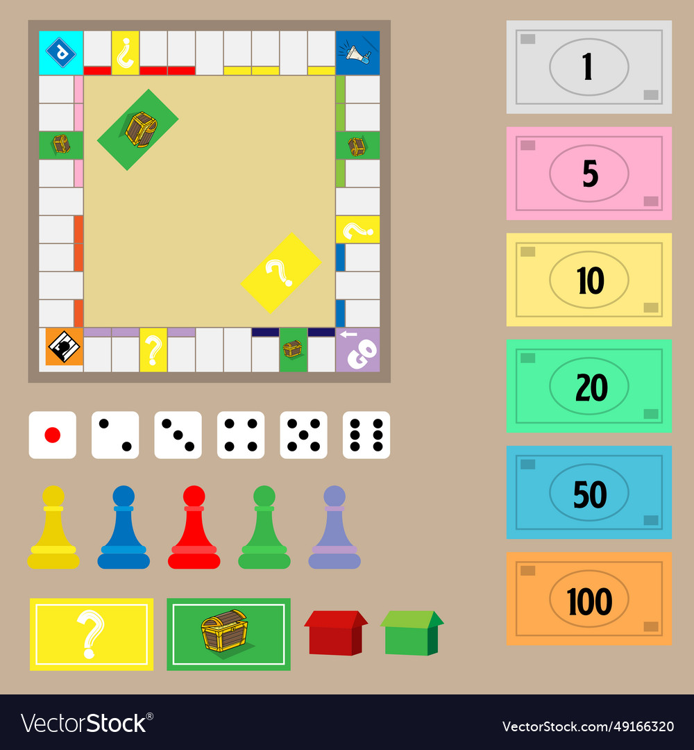 Monopoly game set Royalty Free Vector Image VectorStock