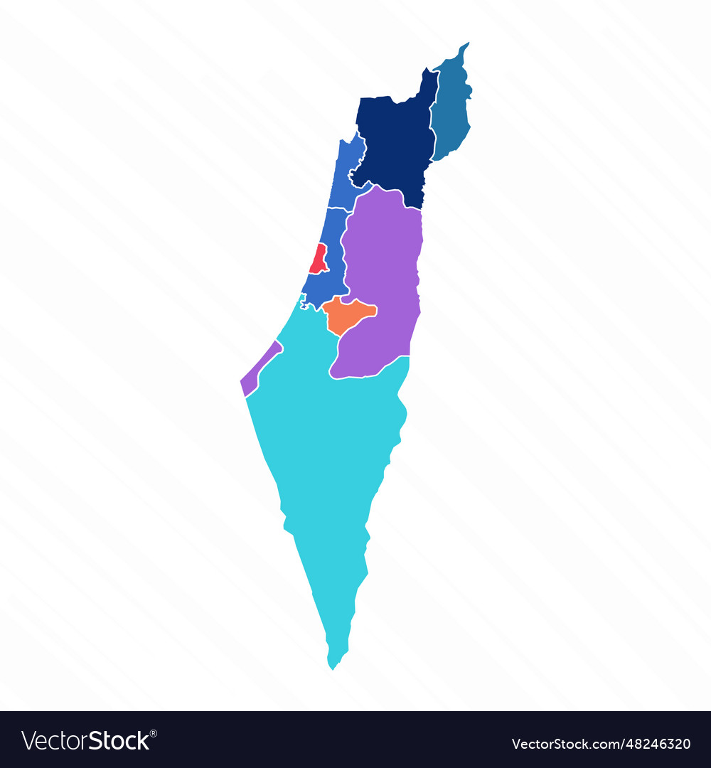 Multicolor map of israel with provinces Royalty Free Vector