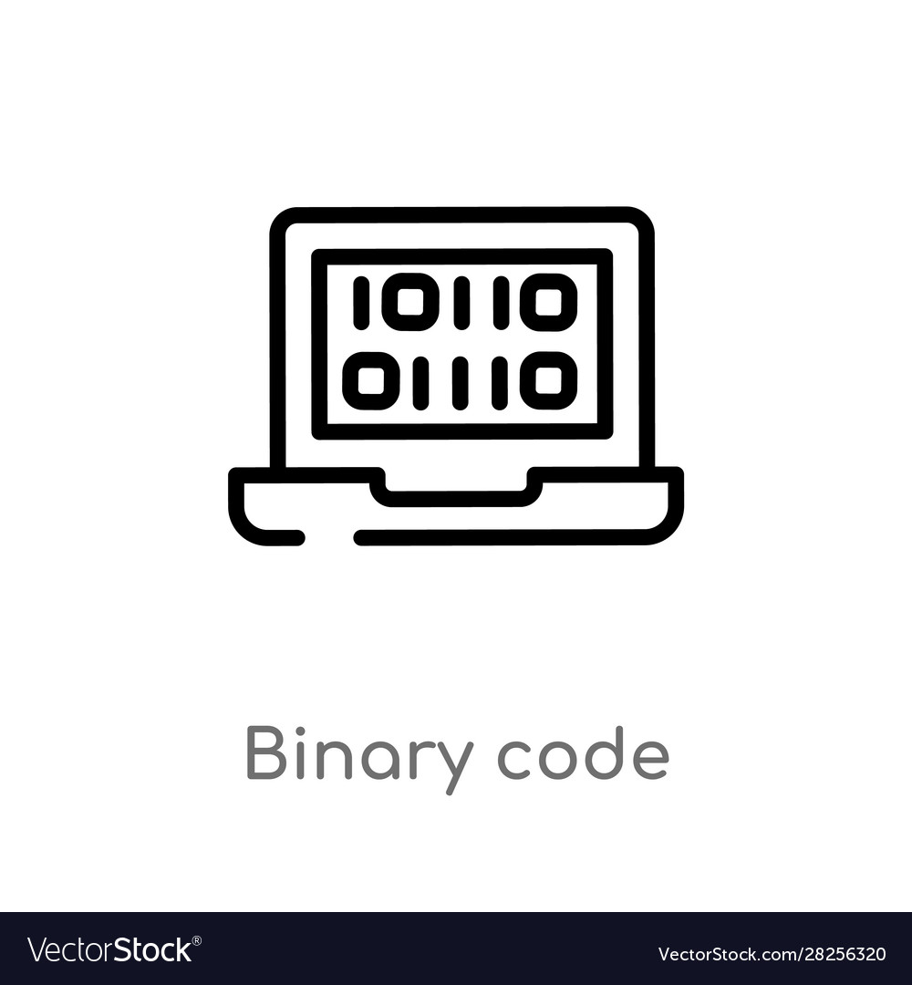Outline binary code icon isolated black simple