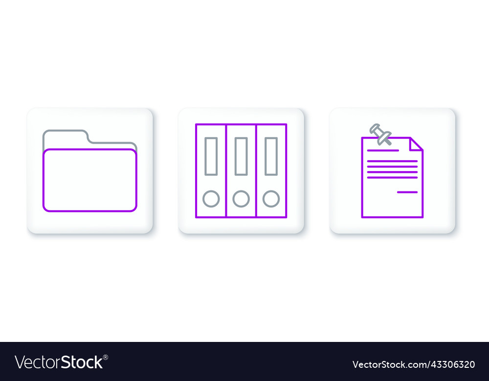 Set line note paper with pinned pushbutton vector image Set line note paper with pinned pushbutton