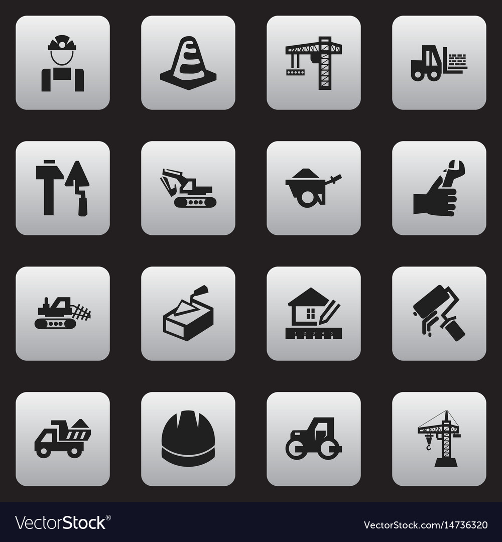 Set of 16 editable building icons includes