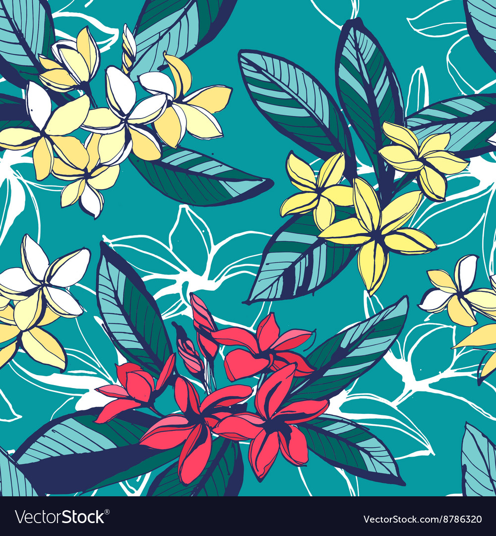Tropical Plumeria Floral Pattern
