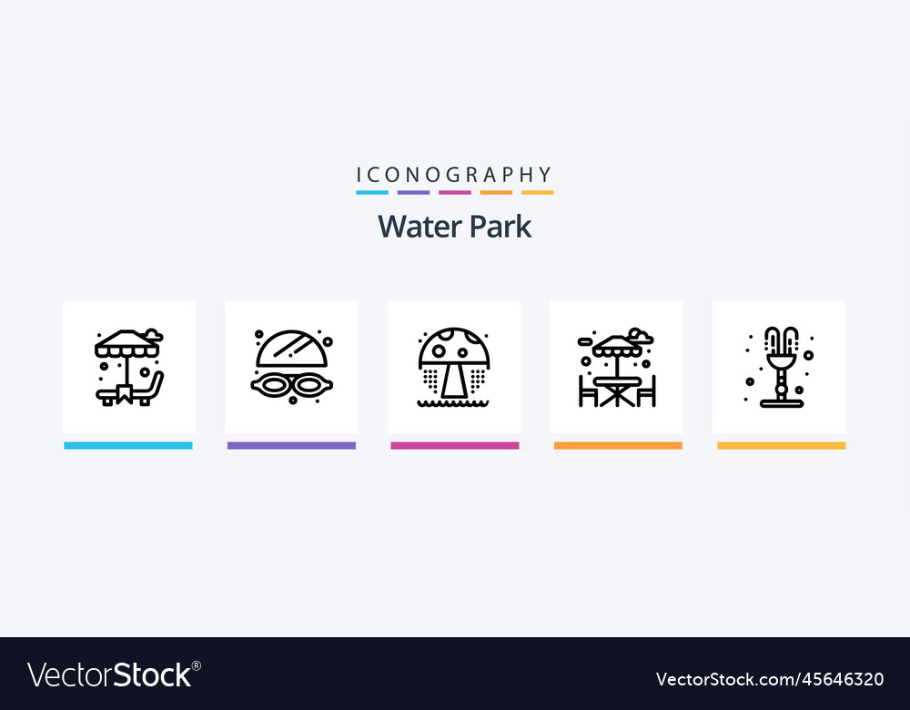 Water park line 5 icon pack including park Vector Image