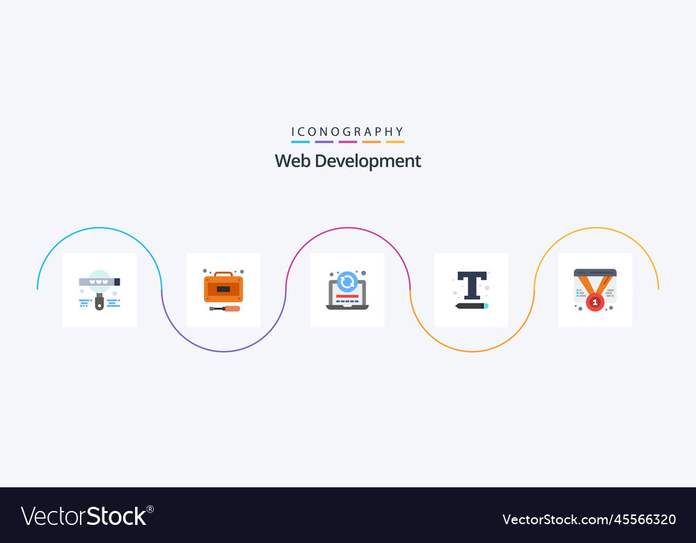 Web development flat 5 icon pack including badge