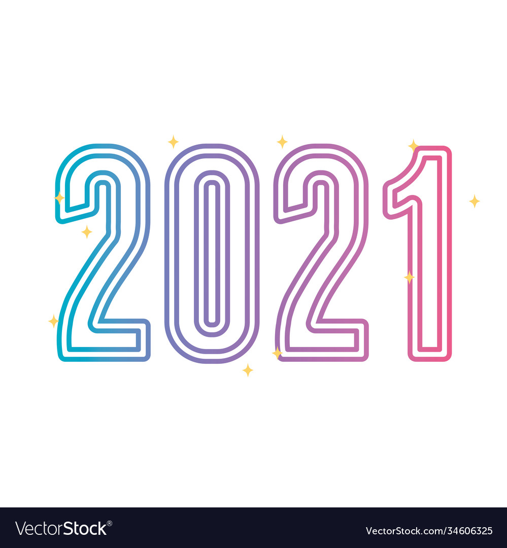2021 new year linear number gradient and stars
