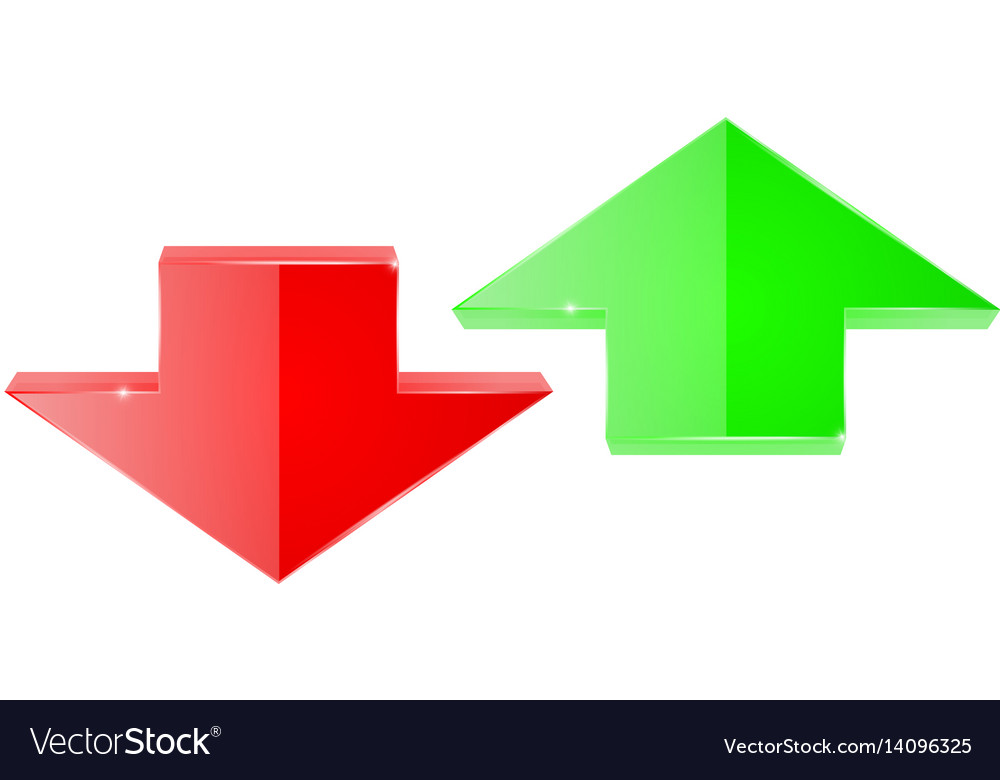 Arrows red and green up and down Royalty Free Vector Image