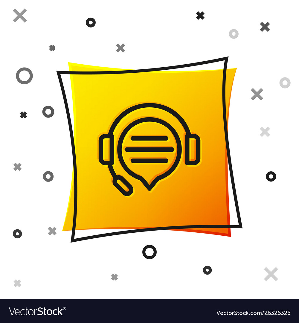 Black headphones with speech bubble chat icon vector image Black headphones with speech bubble chat icon