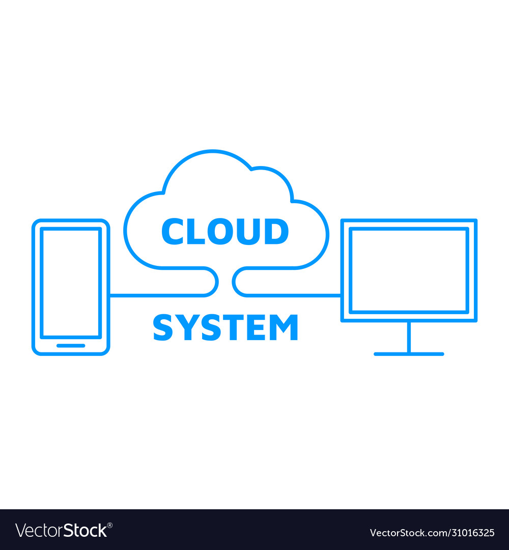 Cloud computing service icon linear art vector image Cloud computing service icon linear art