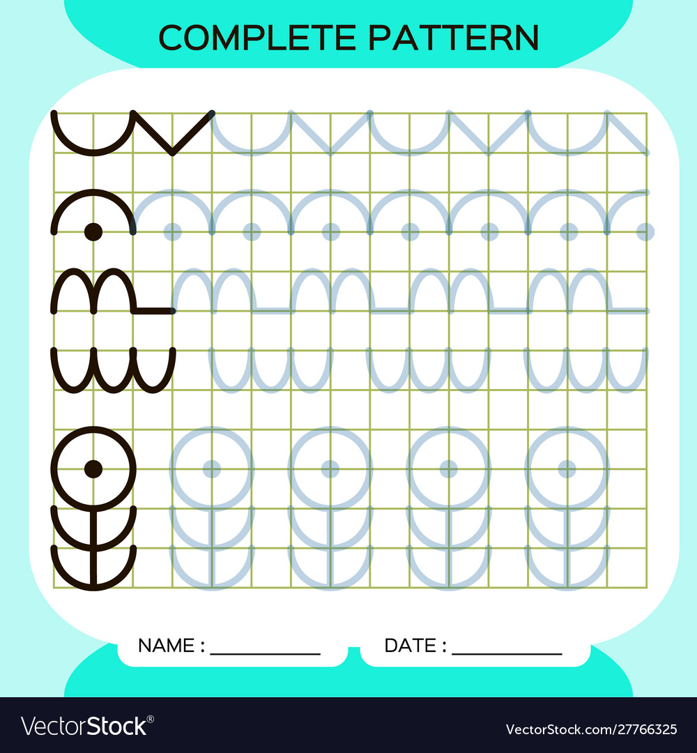 Complete pattern tracing lines activity for early vector image Complete pattern tracing lines activity for early