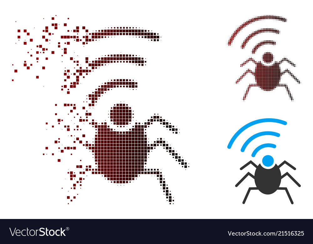 Disappearing pixel halftone radio spy bug icon Vector Image Disappearing pixel halftone radio spy bug icon