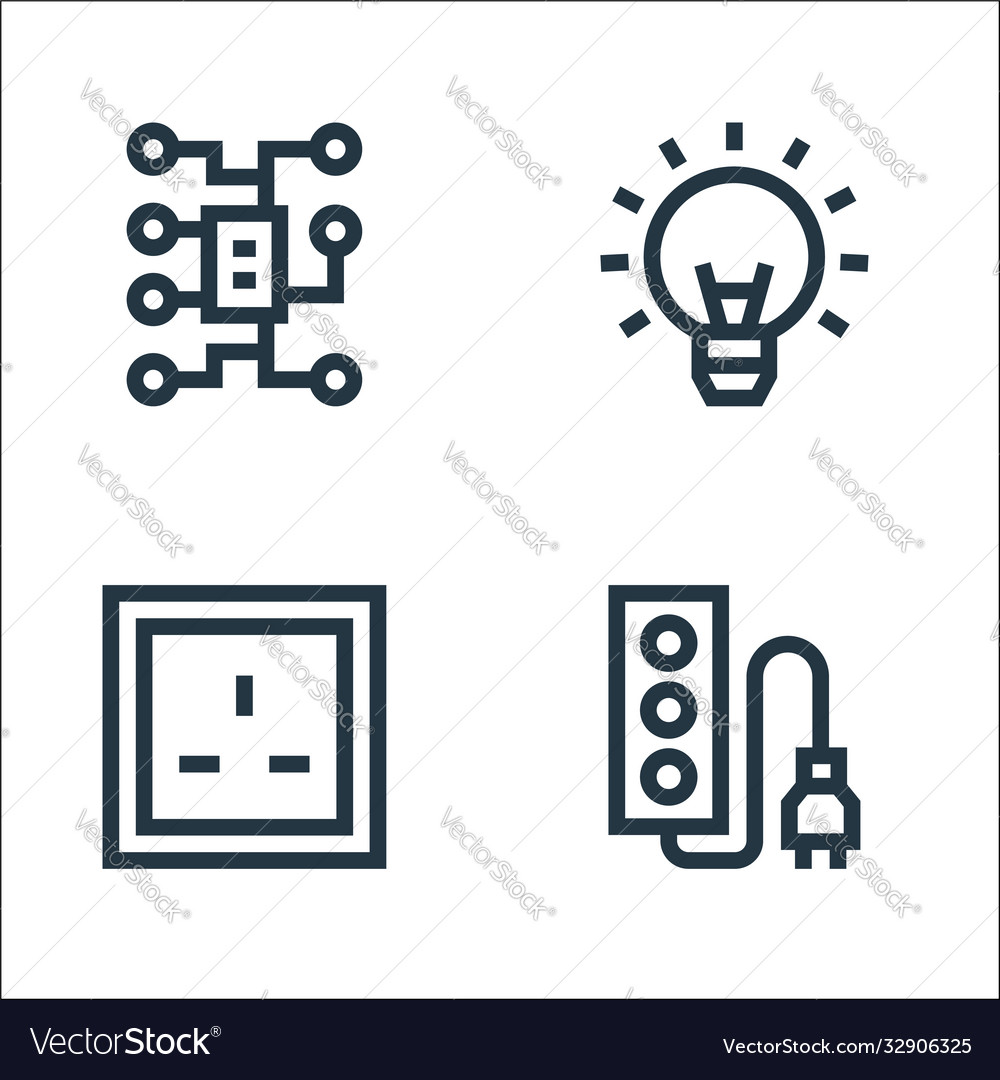 Electrician tools and line icons linear set Vector Image Electrician tools and line icons linear set