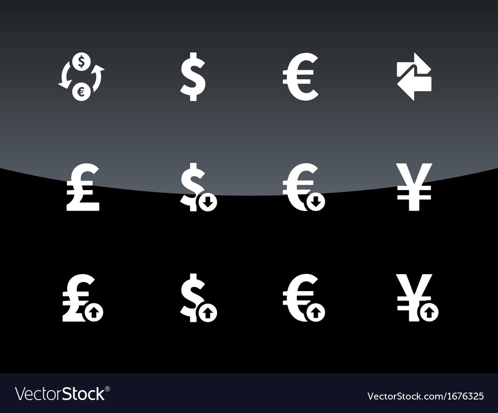 Exchange rate icons on black background