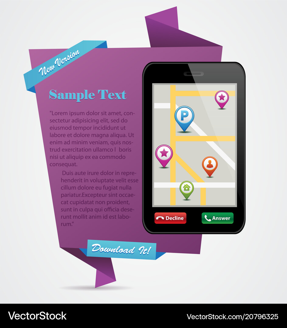 Geometric Banner Background With Mobile With Gps Vector Image