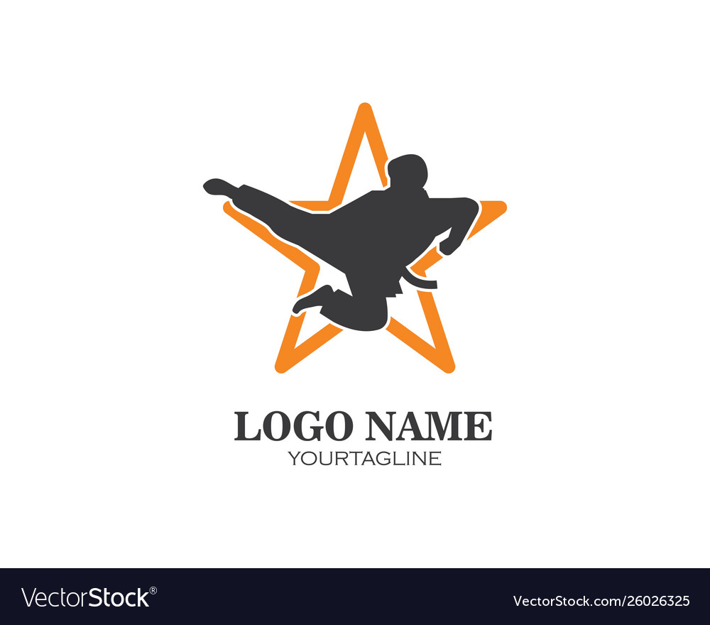 Karatetaekwondo kick logo template Royalty Free Vector Image