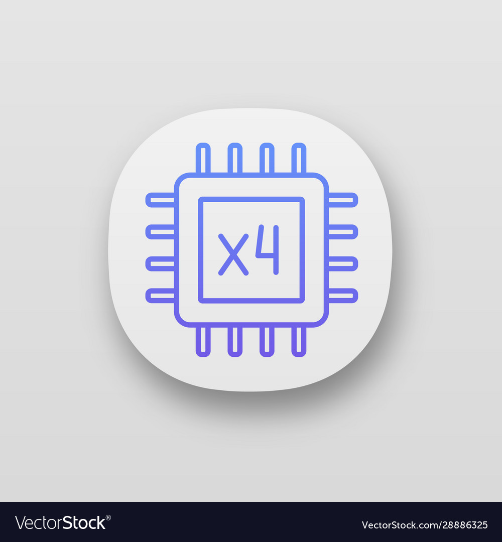 Quad core processor app icon vector image Quad core processor app icon