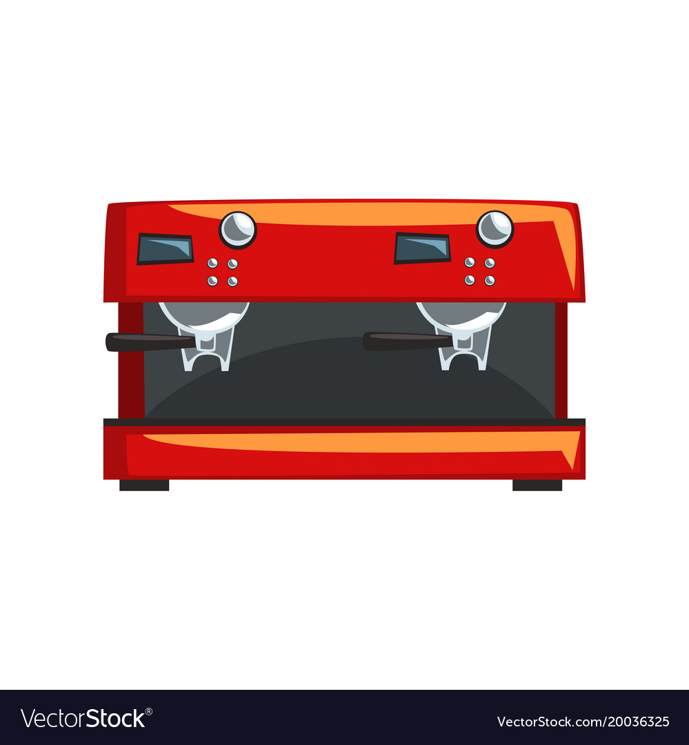 Download Red coffee machine espresso coffee maker cartoon Vector Image