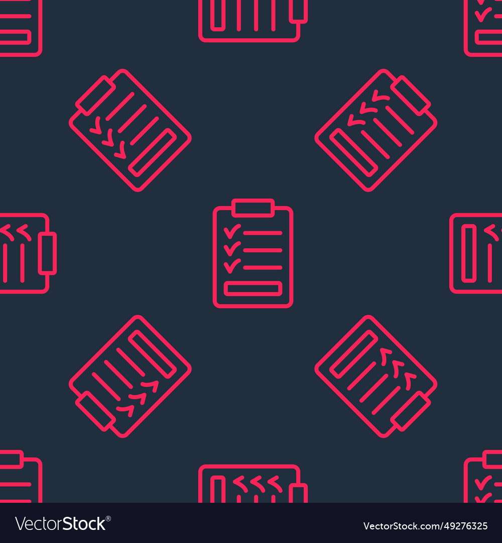 Red line clipboard with checklist icon isolated vector image Red line clipboard with checklist icon isolated