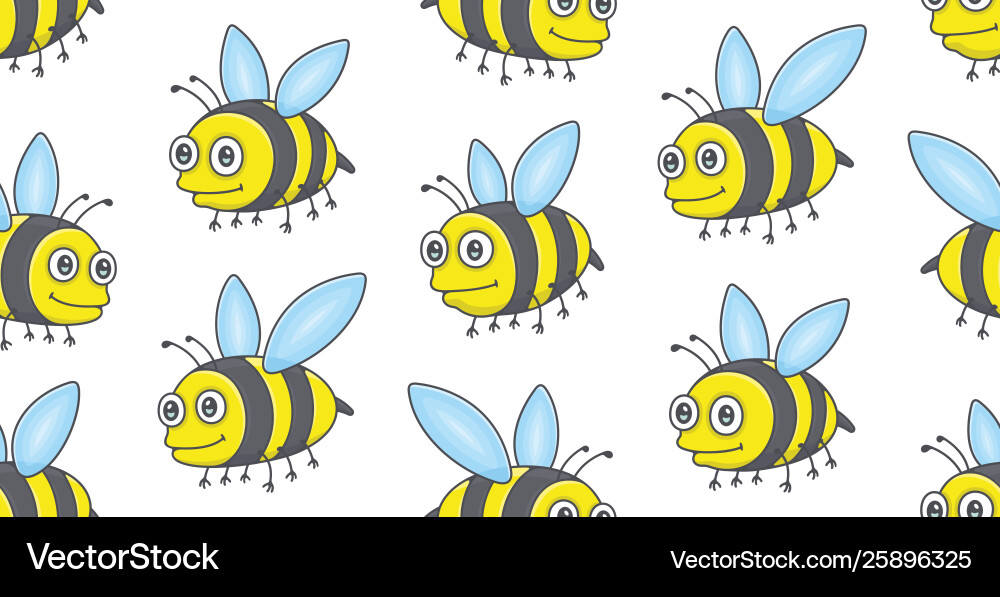 Seamless pattern with bees Royalty Free Vector Image