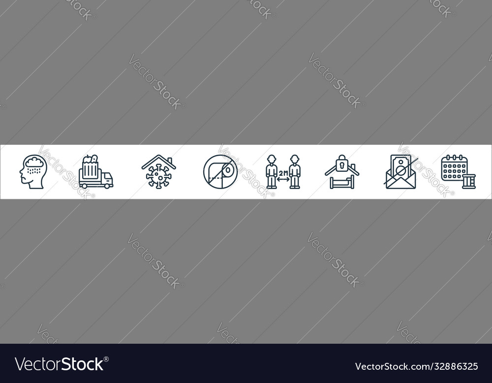 Self isolation line icons linear set quality vector image Self isolation line icons linear set quality
