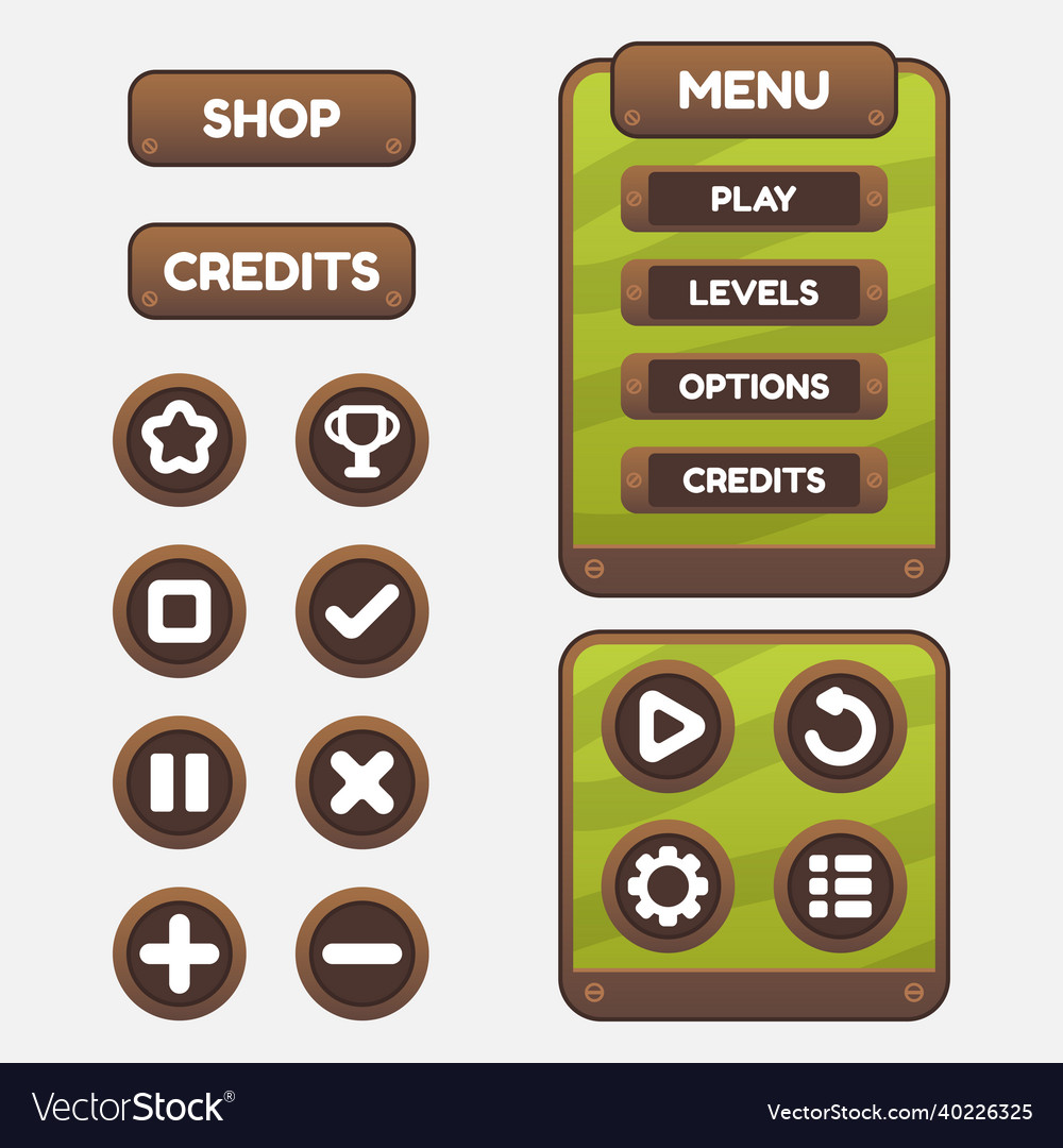 Set of game menu selection for rpg and adventure vector image Set of game menu selection for rpg and adventure