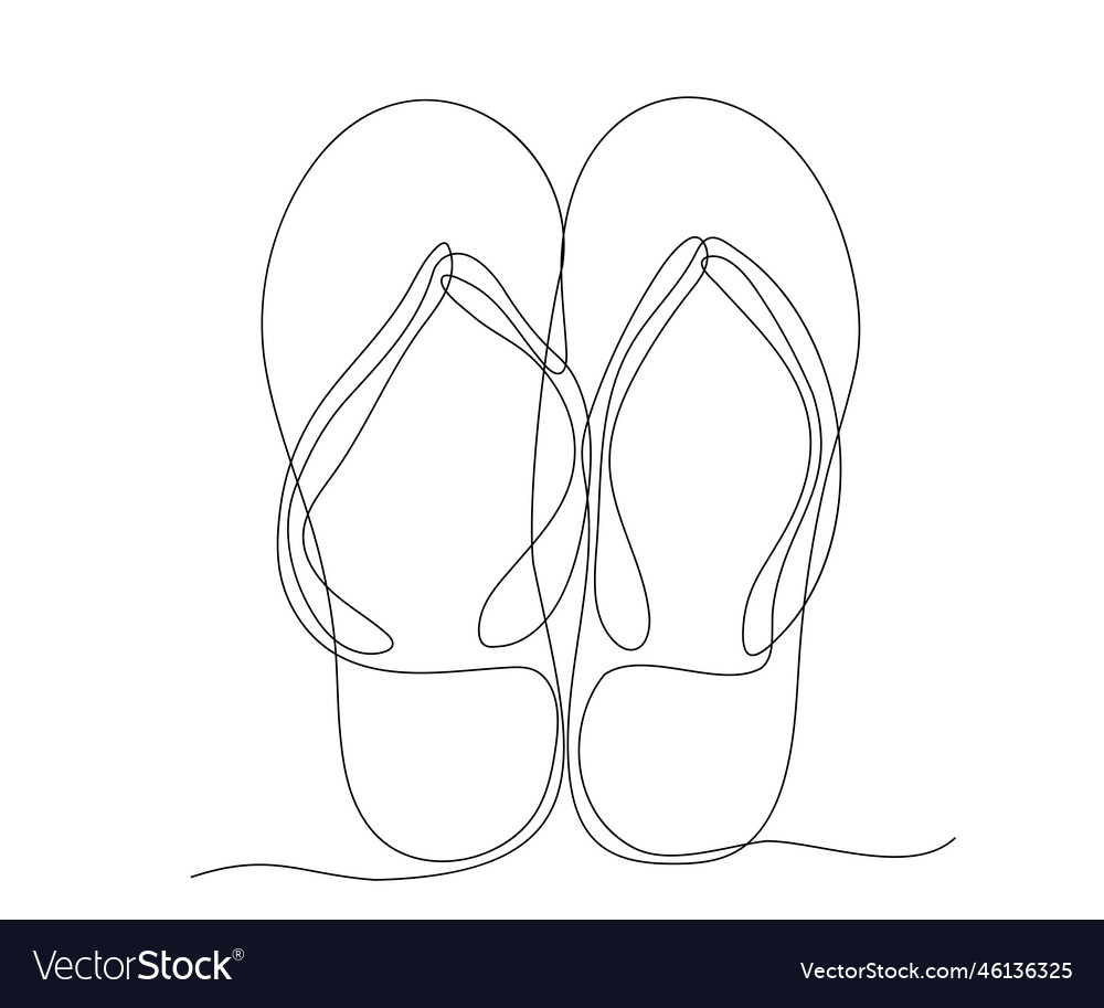 Summer flip-flops continuous one line drawing