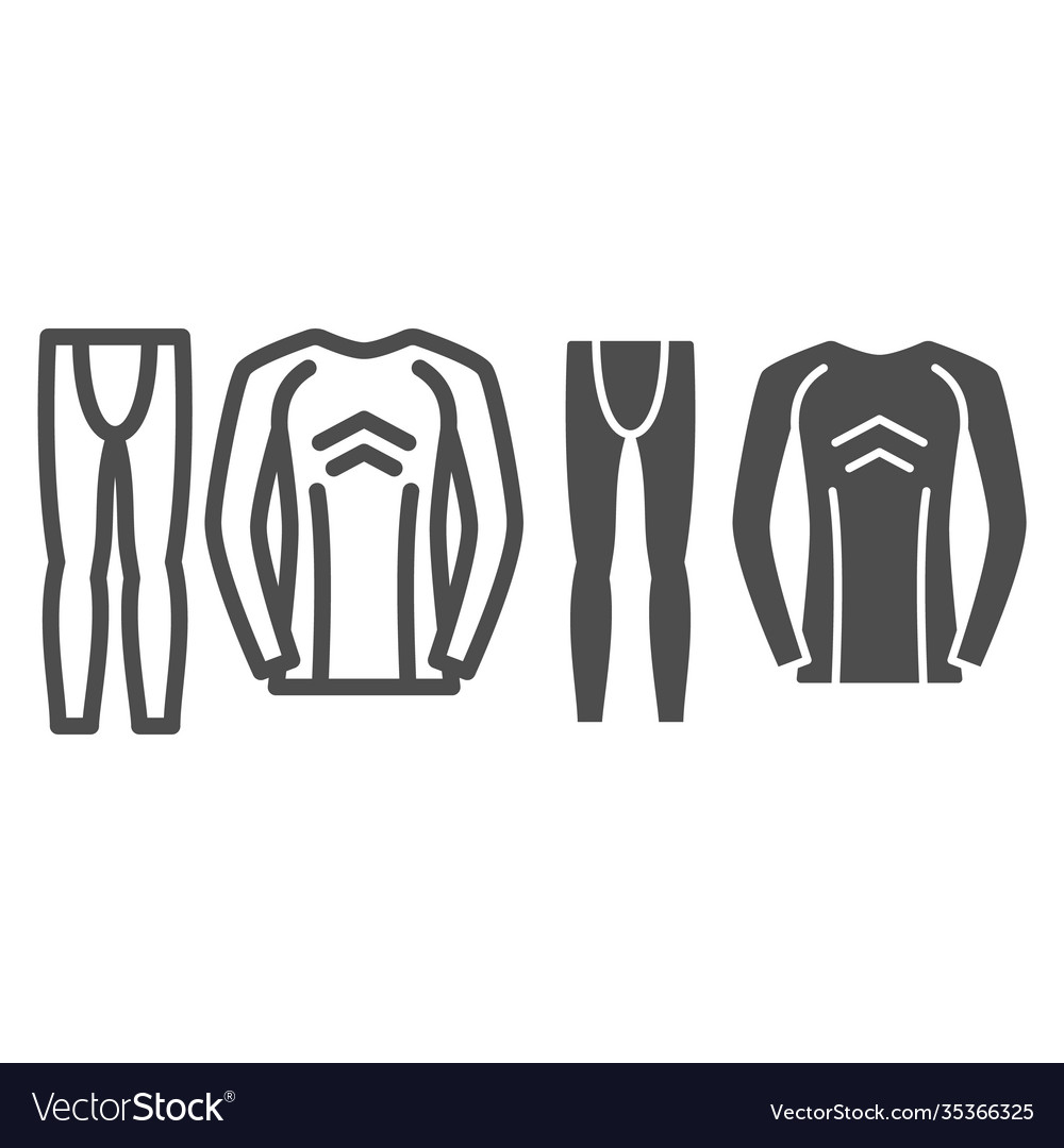 Thermal underwear line and solid icon winter vector image Thermal underwear line and solid icon winter