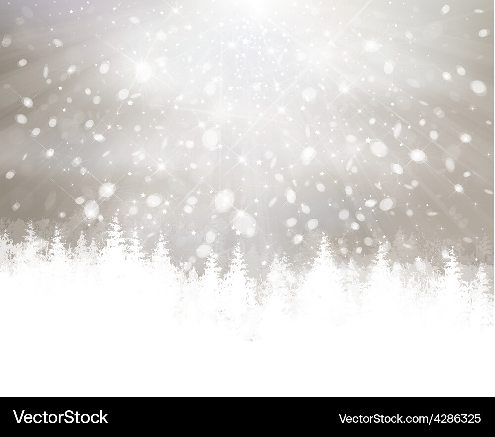 Winter snowfall with forest background Royalty Free Vector