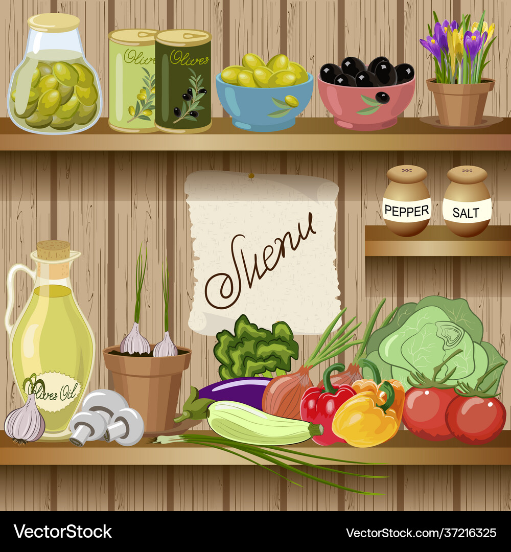 With food on shelves Royalty Free Vector Image