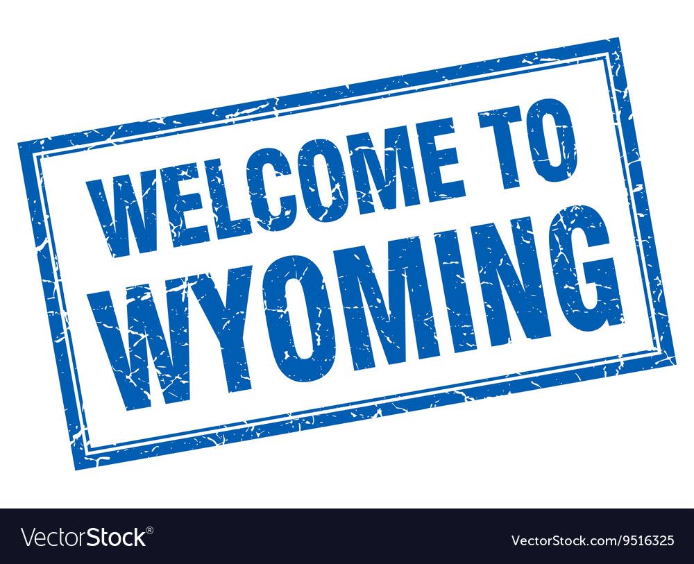 Wyoming blue square grunge welcome isolated stamp