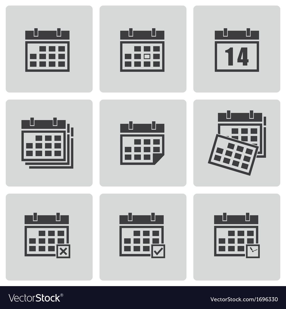 Black calendar icons set