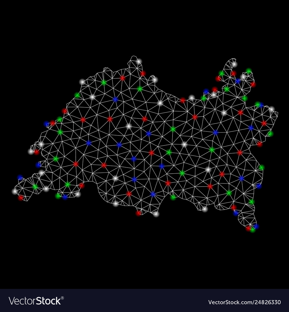 Bright mesh wire frame tatarstan map with flare