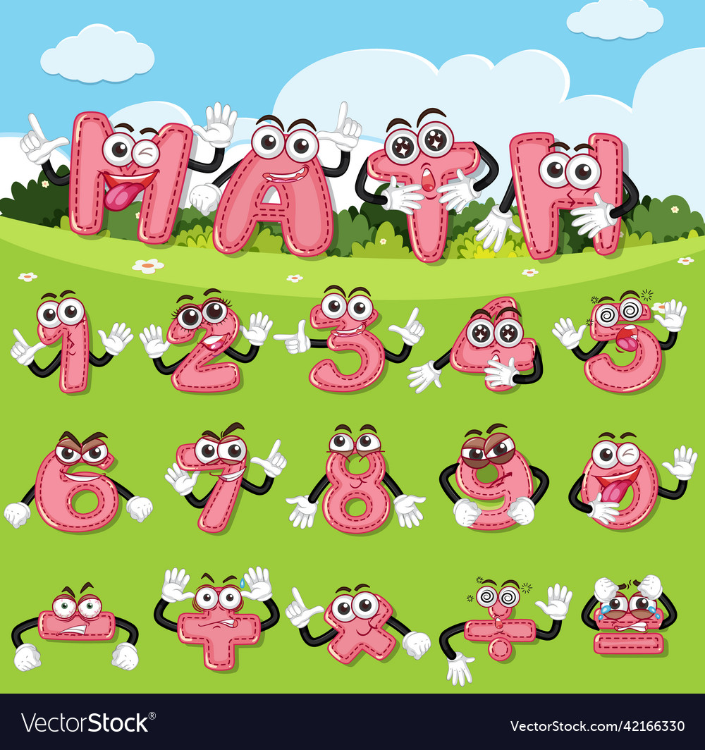 Counting numbers from zero to nine and math vector image Counting numbers from zero to nine and math
